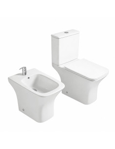 Combo Inodoro Largo Mochila y Bidet Monoagujero Nova